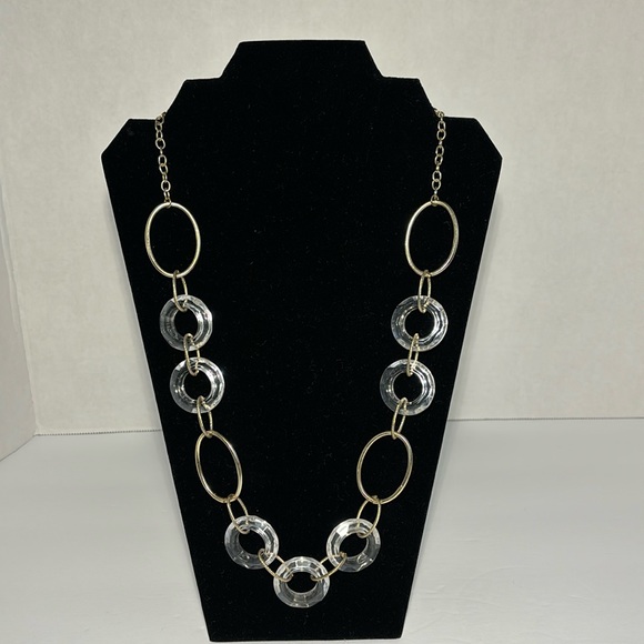 Jewelry - VTG Plastic Rings Gold Tone Ovals Link Necklace 30” Clasp To Clasp 3”Extension